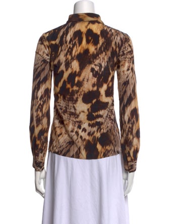 Yigal Azrouël Silk Animal Print Button-Up Top