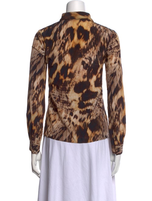 Yigal Azrouël Silk Animal Print Button-Up Top
