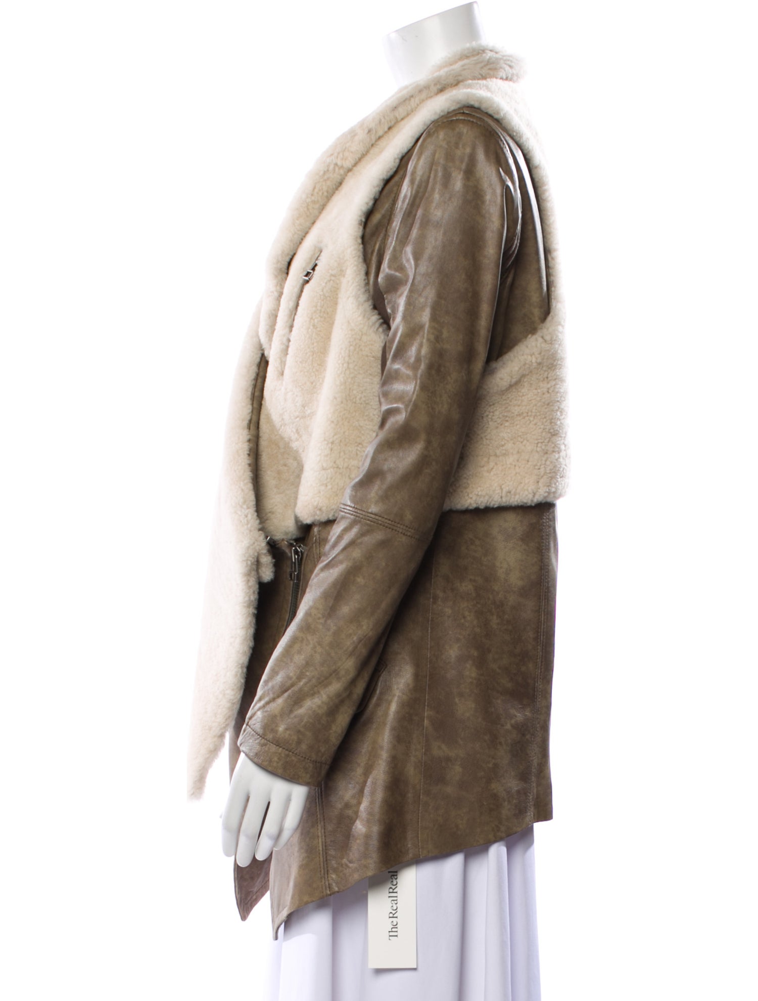 Yigal Azrouël Lamb Leather Colorblock Pattern Fur Jacket
