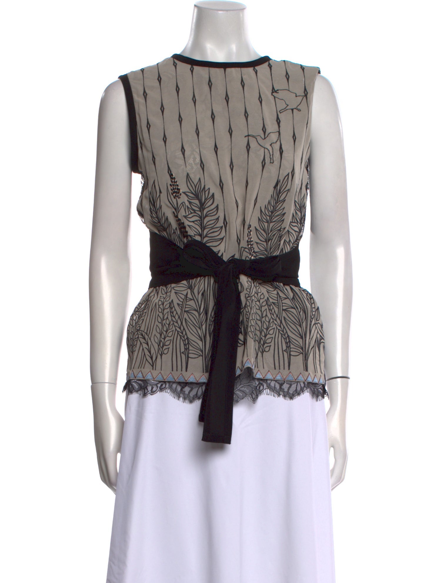 Yigal Azrouël Lace Pattern Crew Neck Top