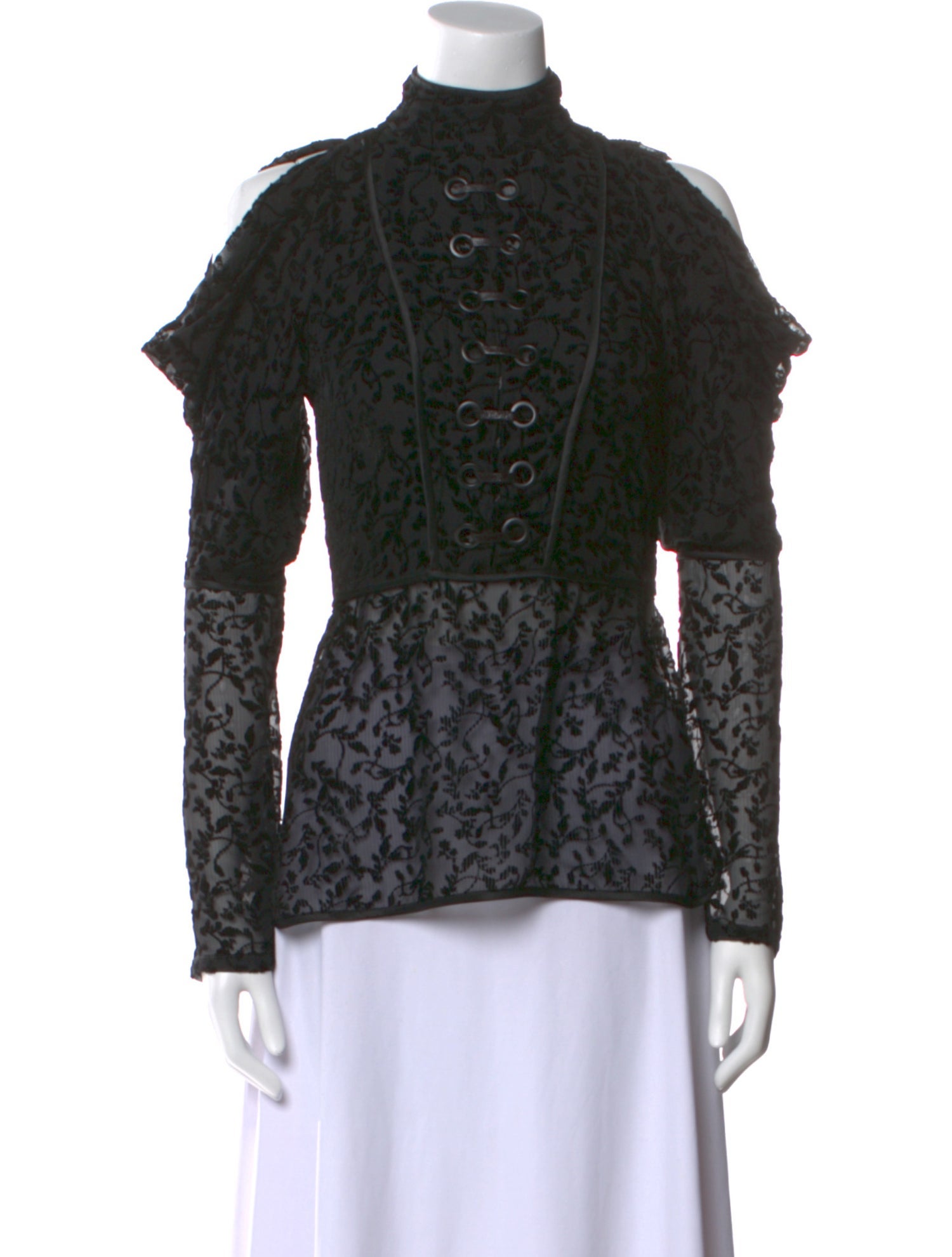 Yigal Azrouël Lace Pattern Mock Neck Blouse