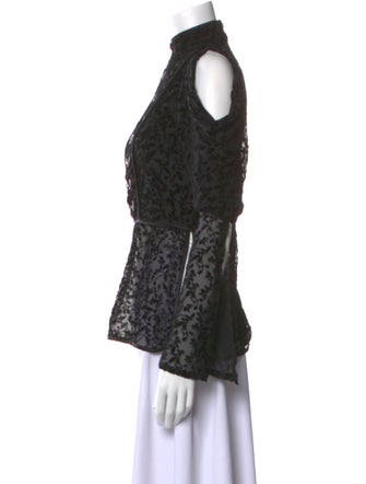 Yigal Azrouël Lace Pattern Mock Neck Blouse