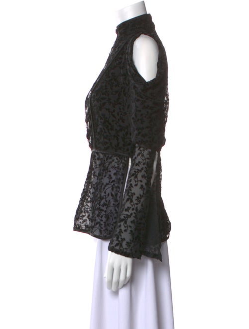 Yigal Azrouël Lace Pattern Mock Neck Blouse