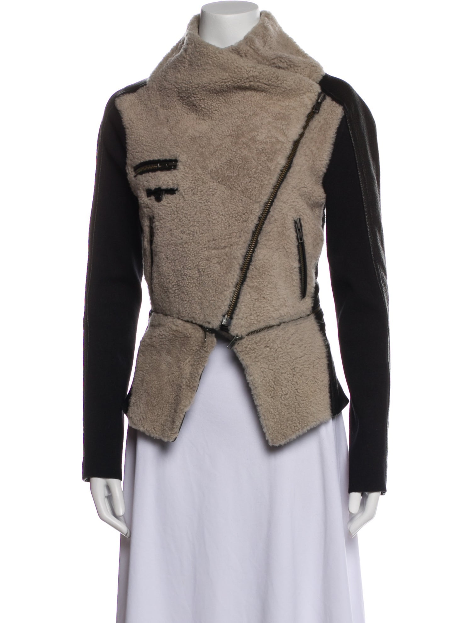 Yigal Azrouël Leather Colorblock Pattern Jacket