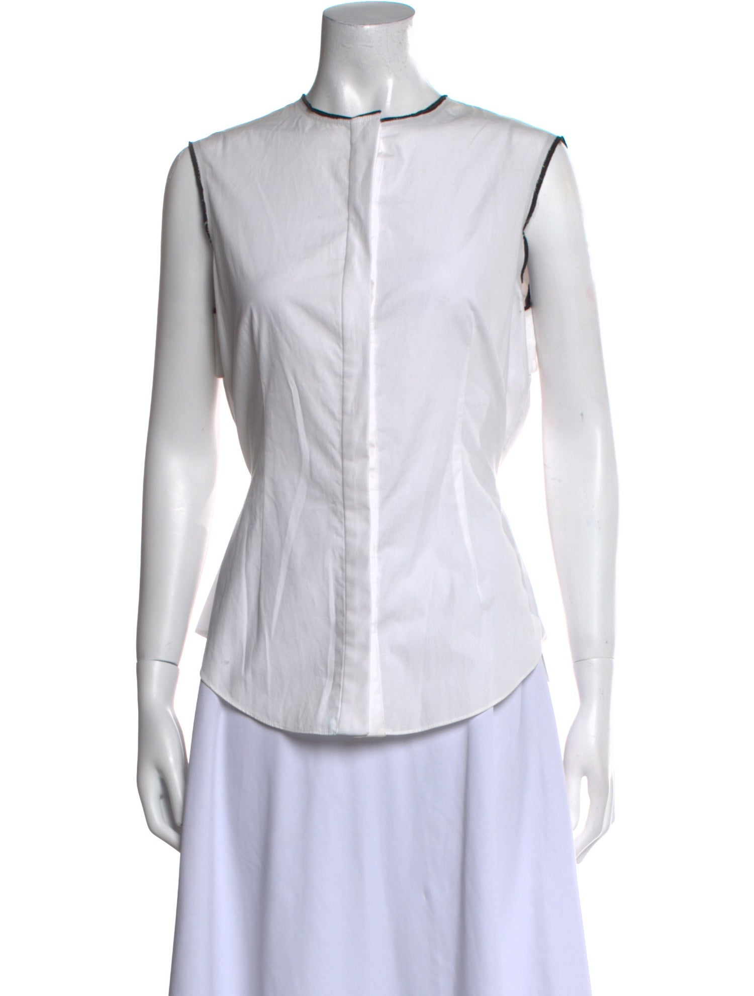 Yigal Azrouël Crew Neck Sleeveless Button-Up Top