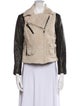 Yigal Azrouël Leather Colorblock Pattern Biker Jacket