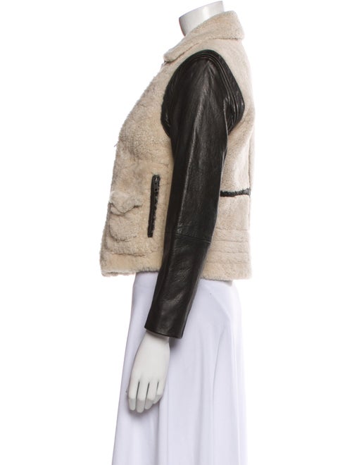 Yigal Azrouël Leather Colorblock Pattern Biker Jacket