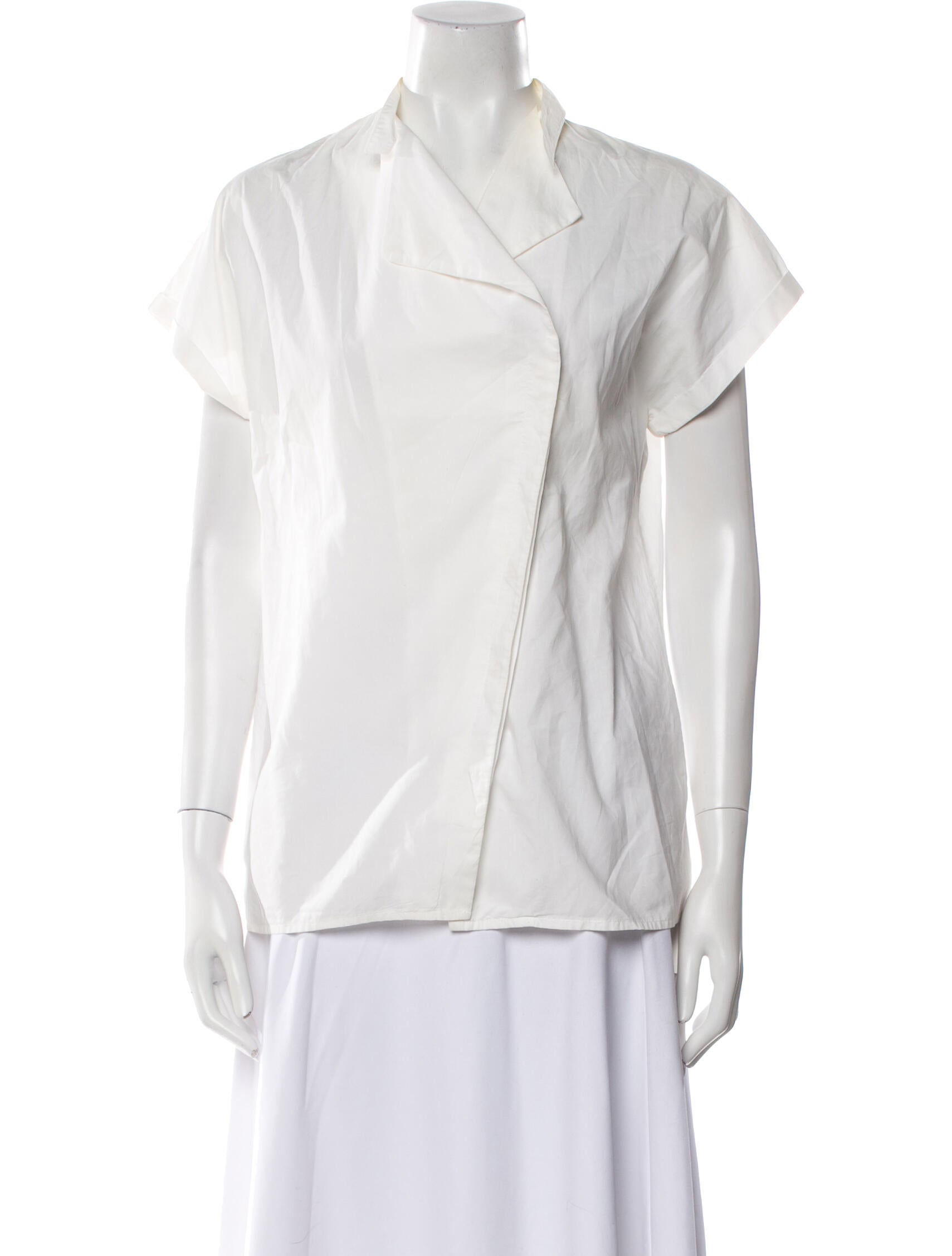 Yigal Azrouël V-Neck Short Sleeve Button-Up Top