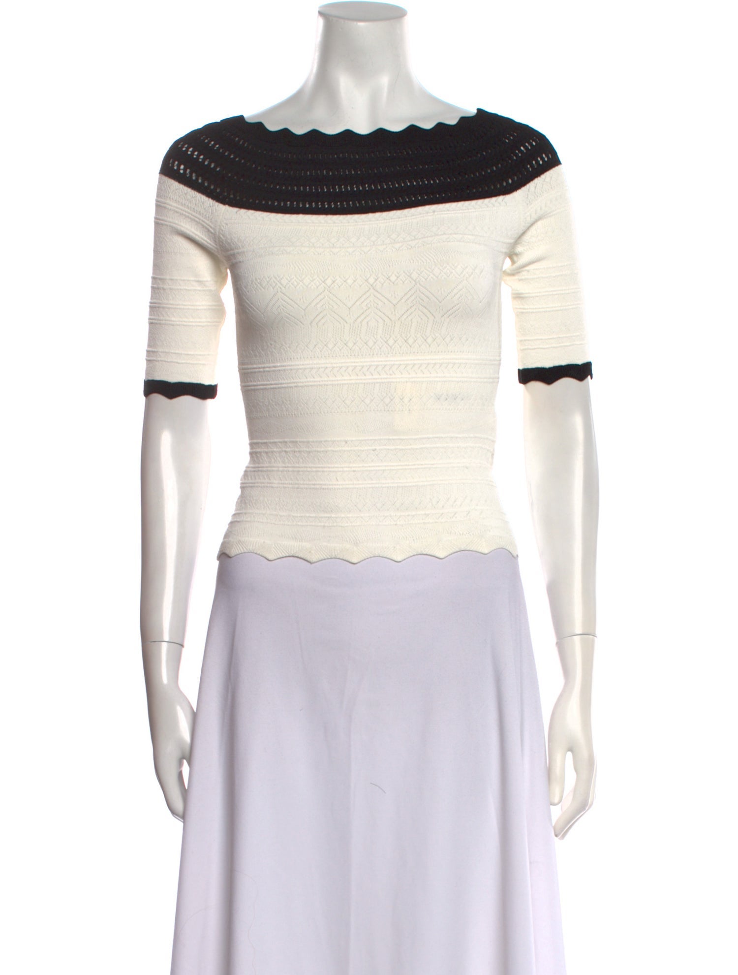 Yigal Azrouël Colorblock Pattern Bateau Neckline Sweater