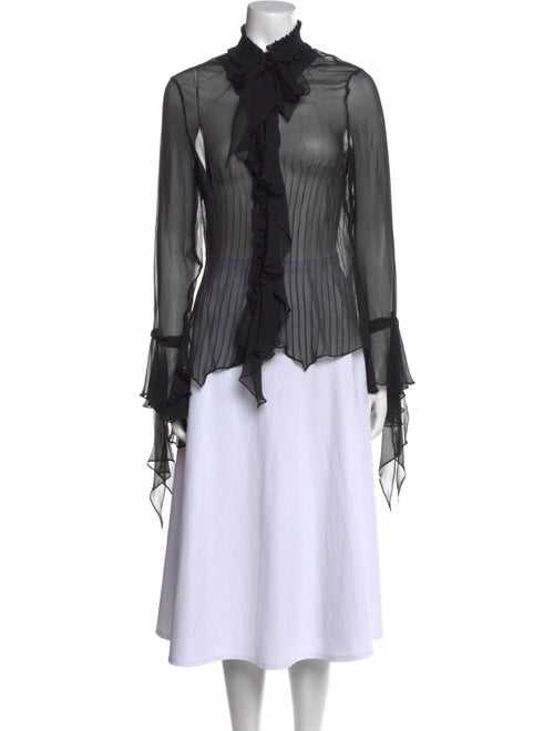 Yigal Azrouël Silk Mock Neck Blouse