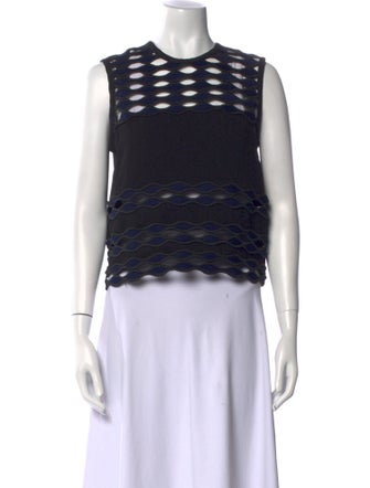 Yigal Azrouël Striped Crew Neck Crop Top