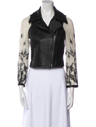 Yigal Azrouël Leather Printed Biker Jacket