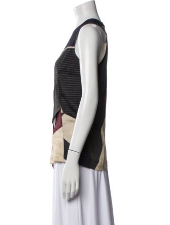 Yigal Azrouël Colorblock Pattern V-Neck Top