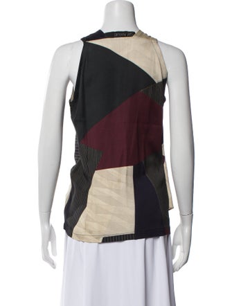 Yigal Azrouël Colorblock Pattern V-Neck Top