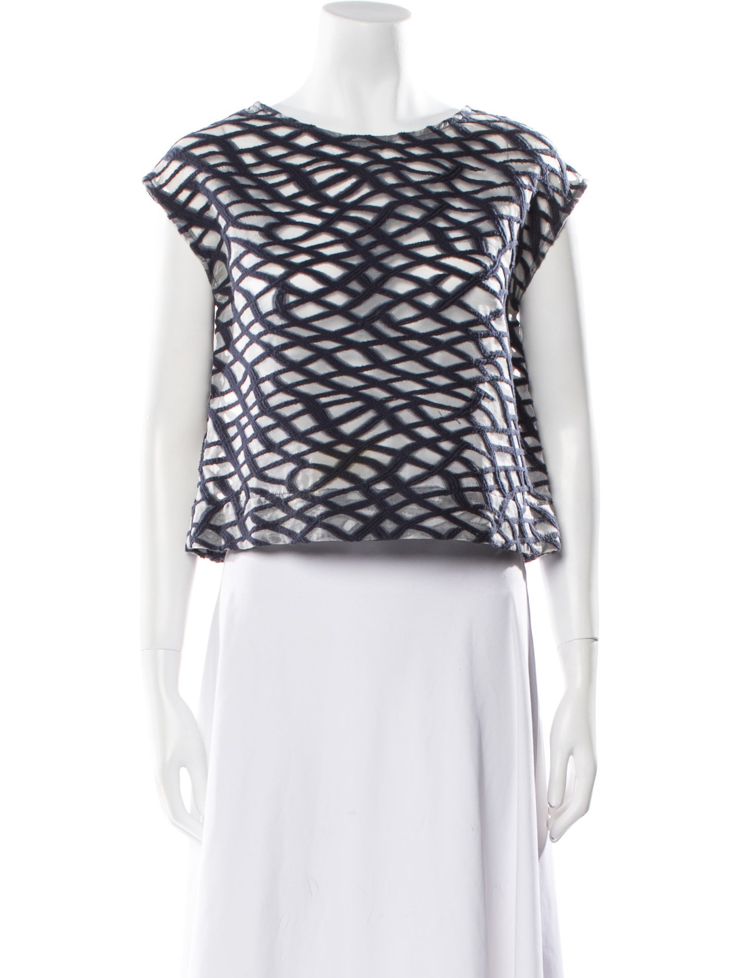 Yigal Azrouël Printed Scoop Neck Crop Top