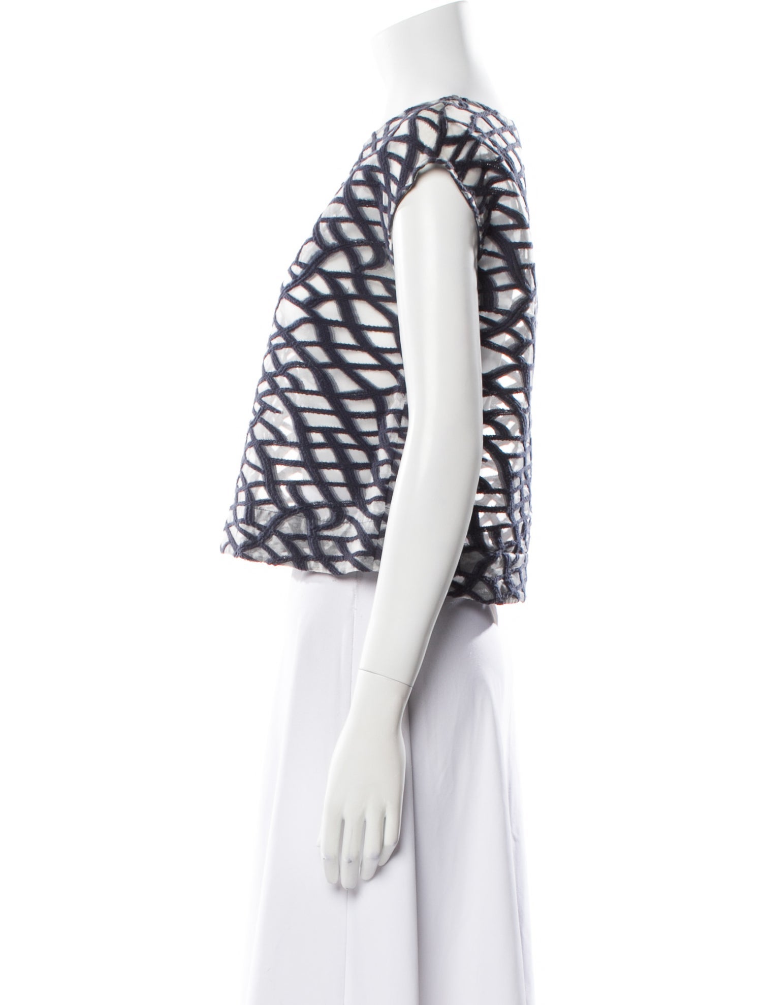 Yigal Azrouël Printed Scoop Neck Crop Top