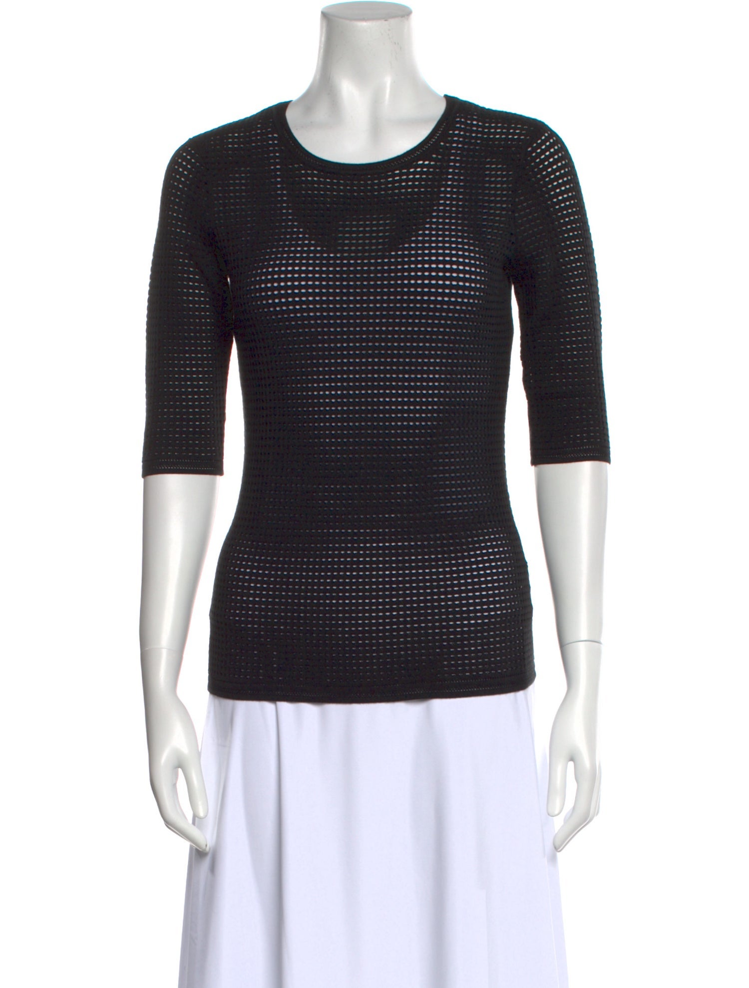 Yigal Azrouël Crew Neck Three-Quarter Sleeve Top