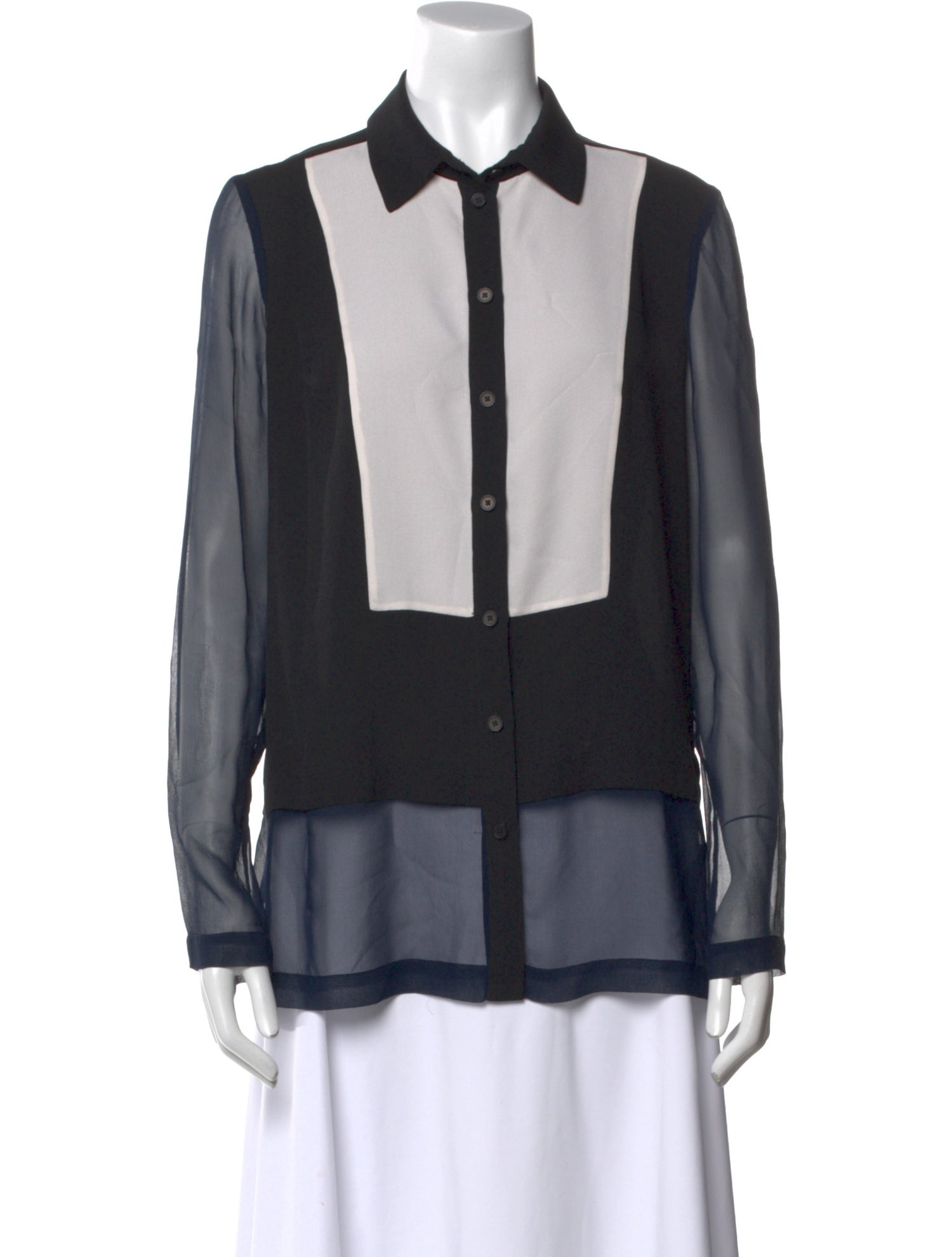 Yigal Azrouël Silk Colorblock Pattern Button-Up Top