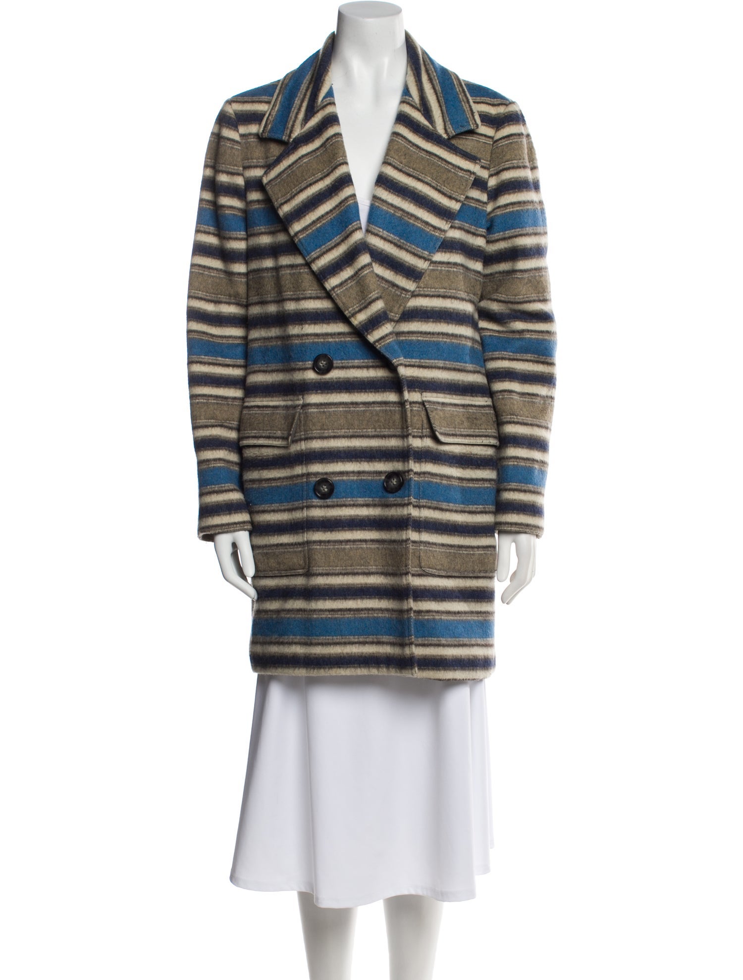 Yigal Azrouël Wool Striped Trench Coat