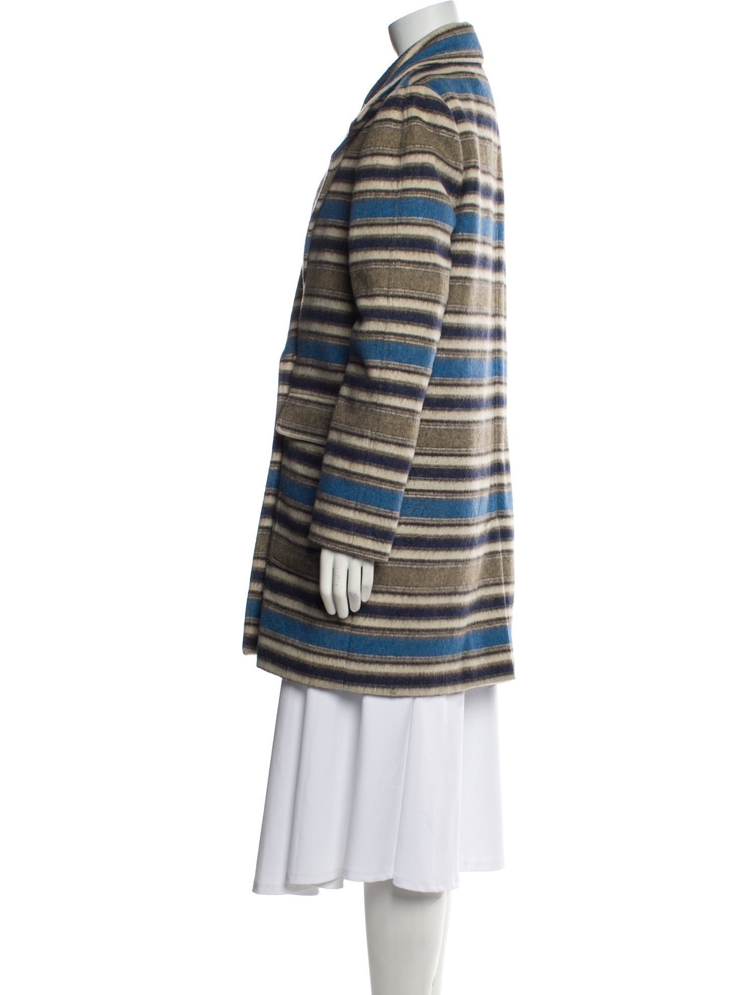 Yigal Azrouël Wool Striped Trench Coat