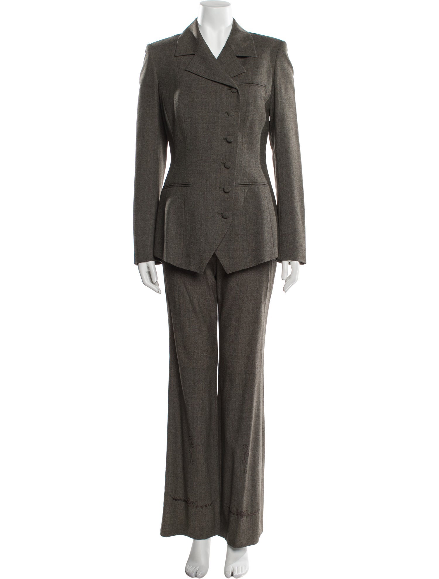 Yigal Azrouël Wool Embroidered Accent Pantsuit
