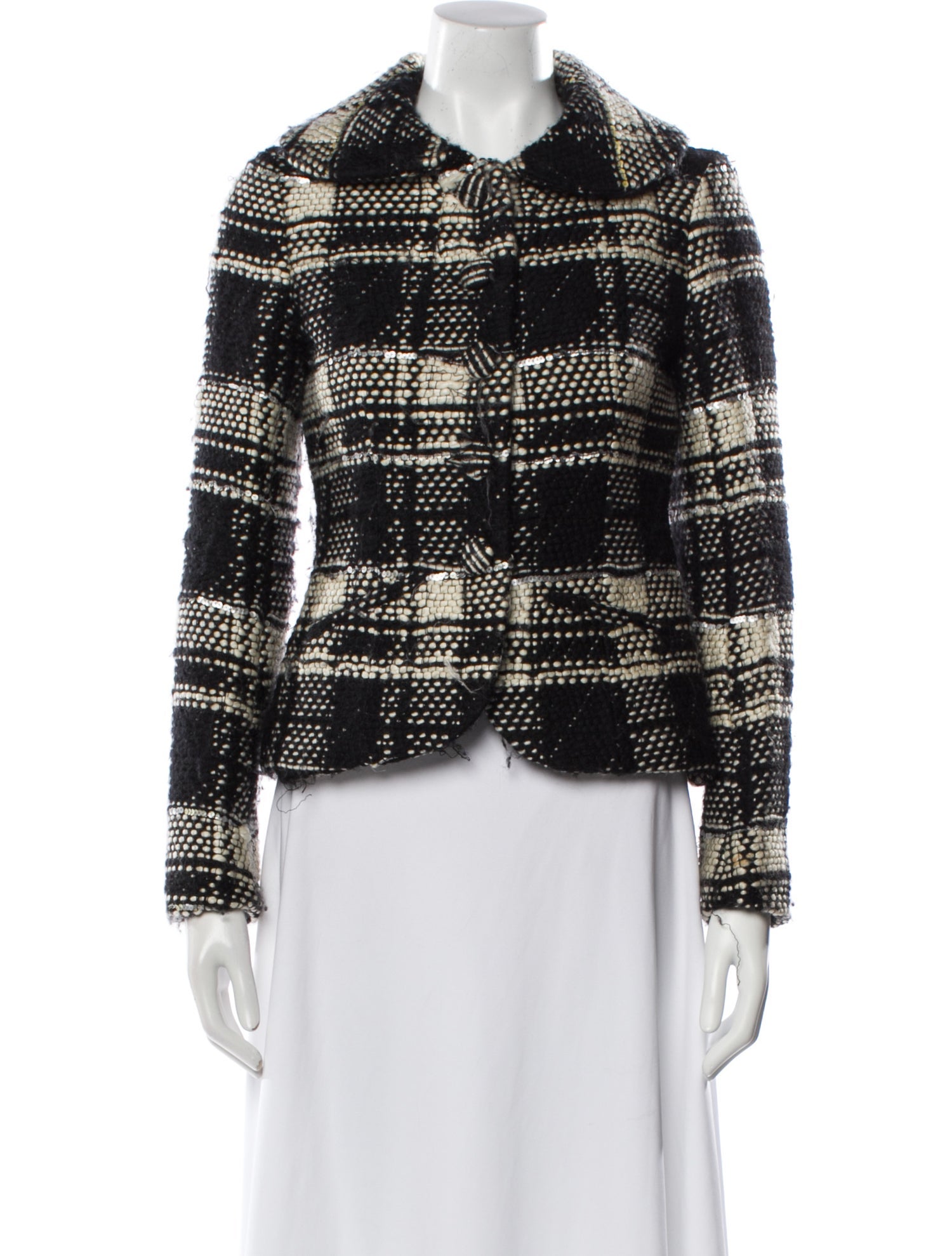 Yigal Azrouël Wool Plaid Print Evening Jacket