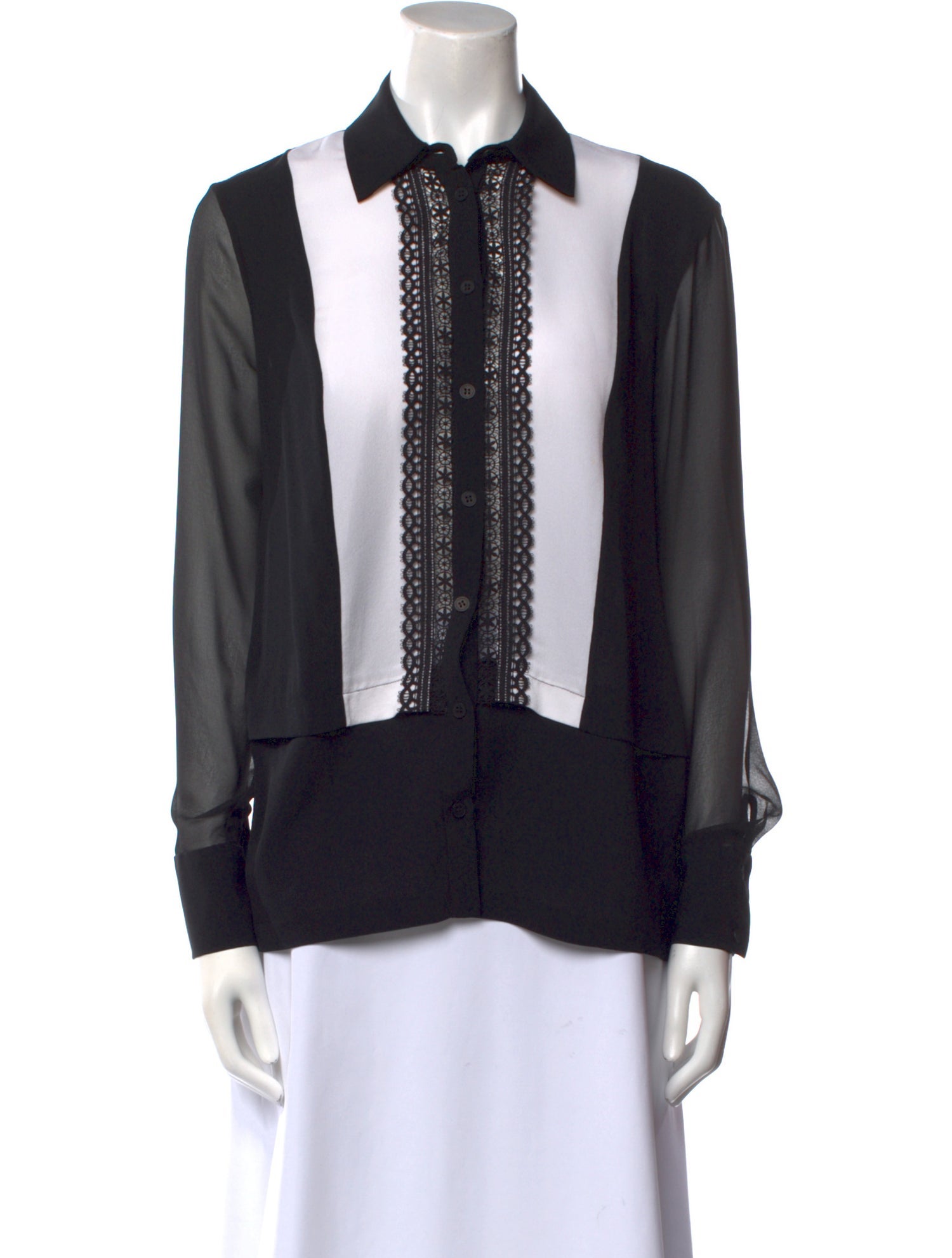 Yigal Azrouël Silk Long Sleeve Button-Up Top