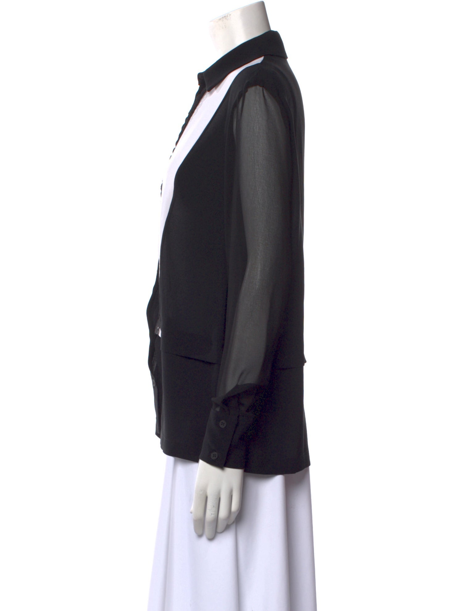 Yigal Azrouël Silk Long Sleeve Button-Up Top