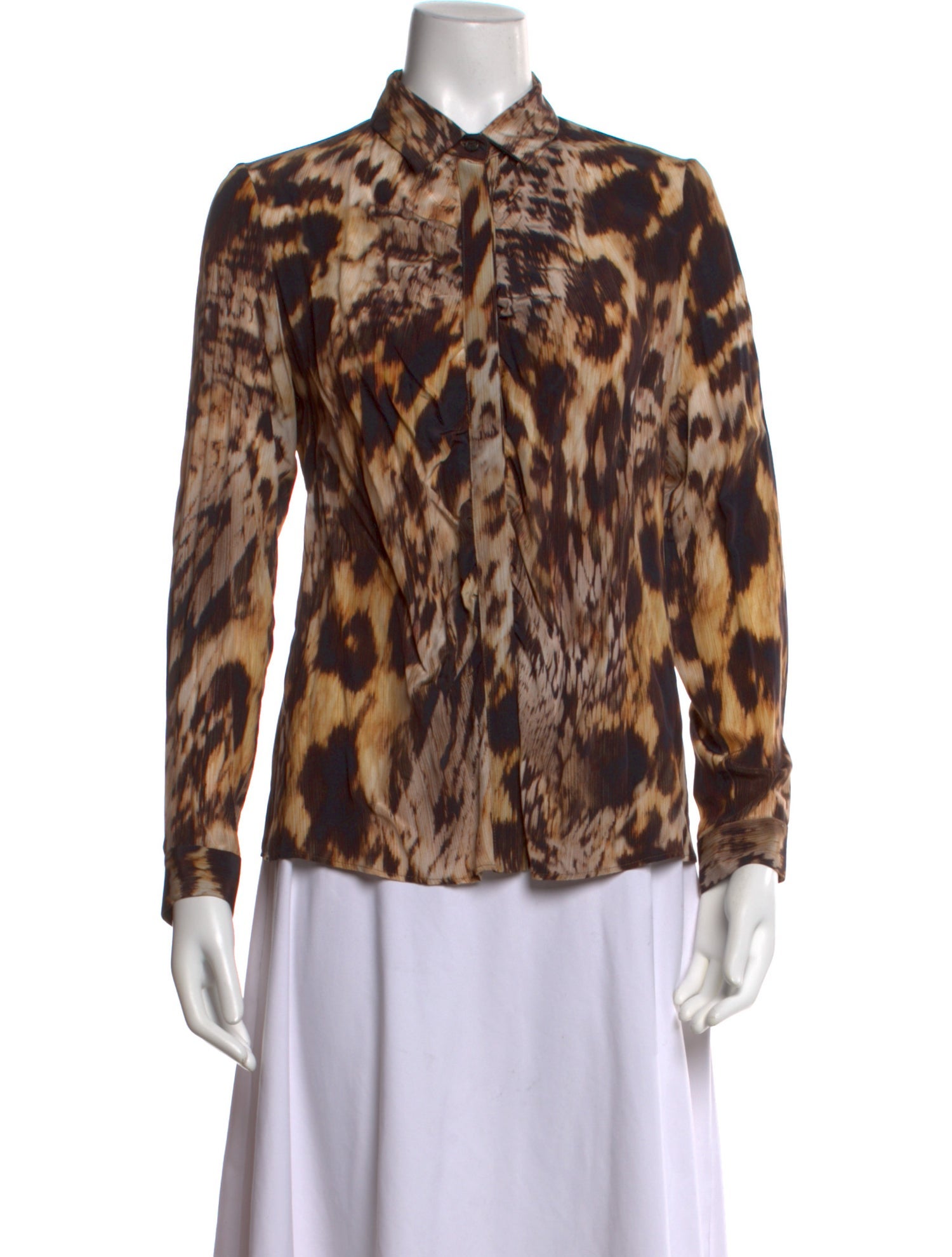 Yigal Azrouël Silk Animal Print Button-Up Top