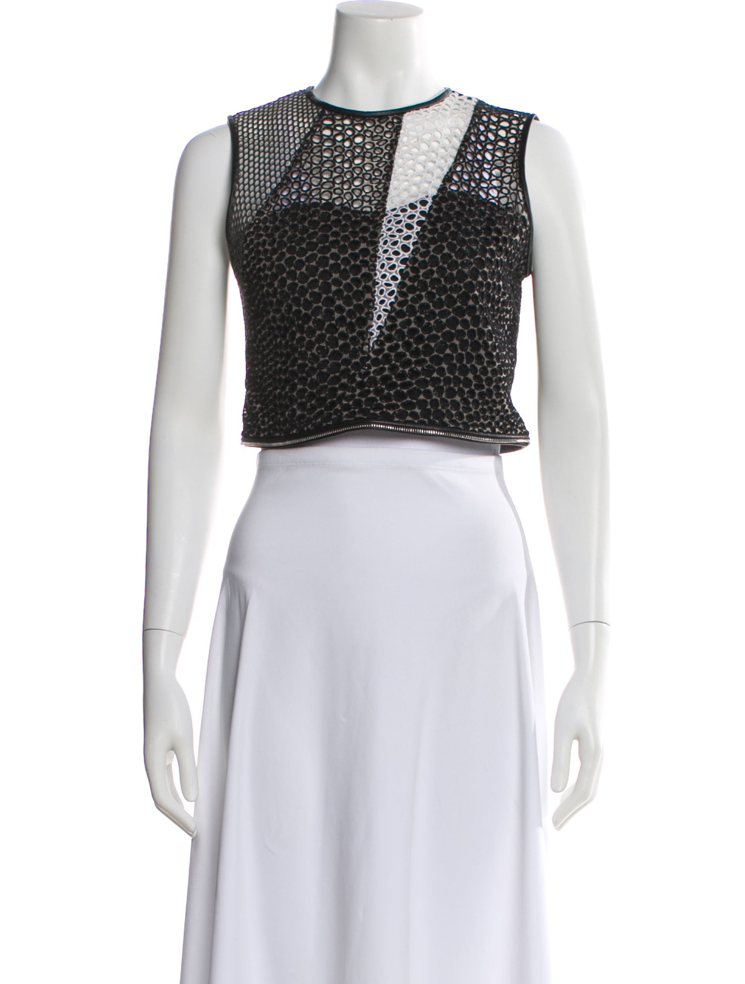 Yigal Azrouël Patterned Crew Neck Crop Top