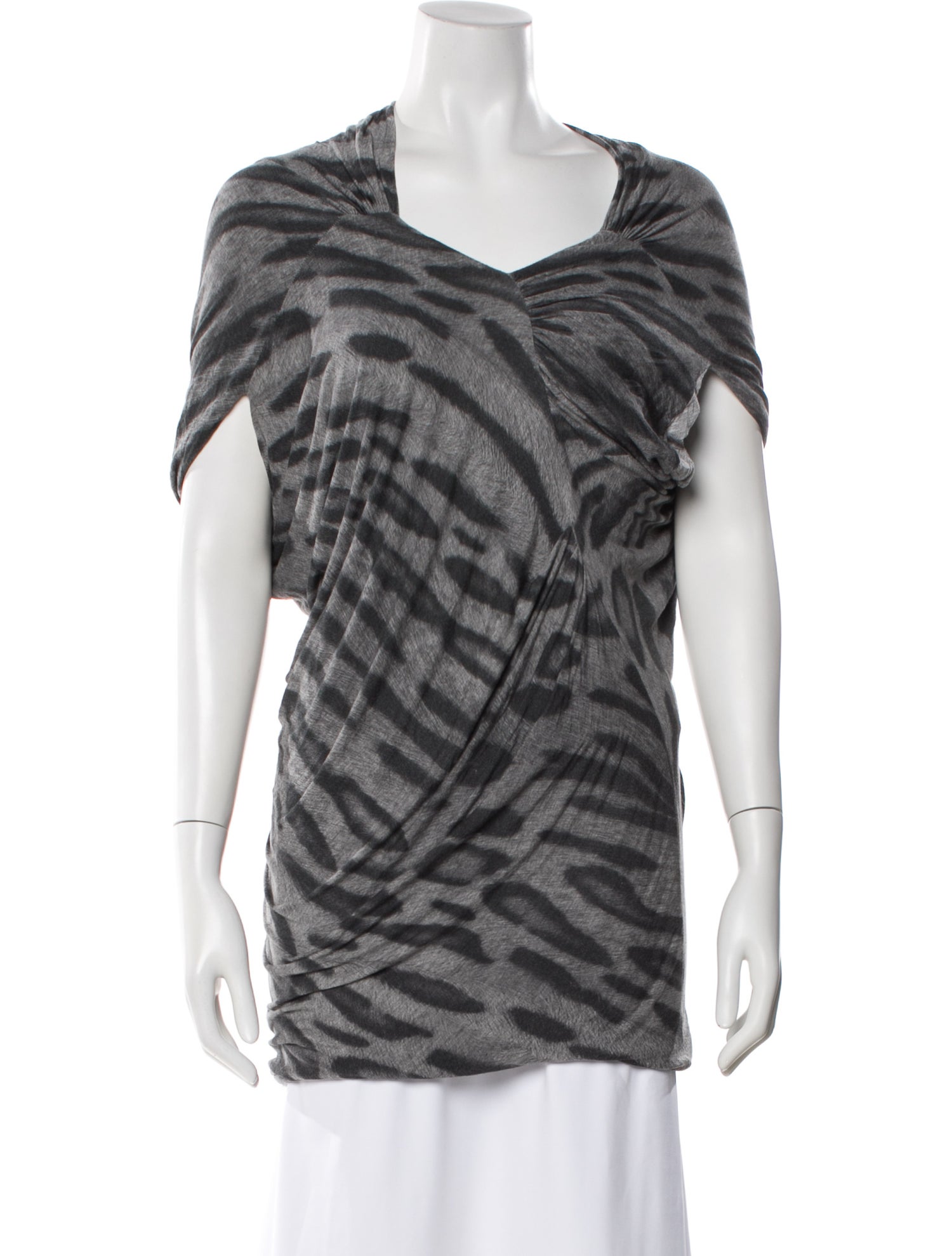 Yigal Azrouël Animal Print V-Neck Top
