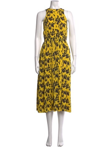 Pre-owned Yigal Azrouël Silk Midi Length Dress In Yellow