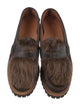 Yuketen Leather Fur Trim Monk Straps