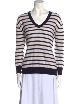 Lisa Yang Striped V-Neck Sweater
