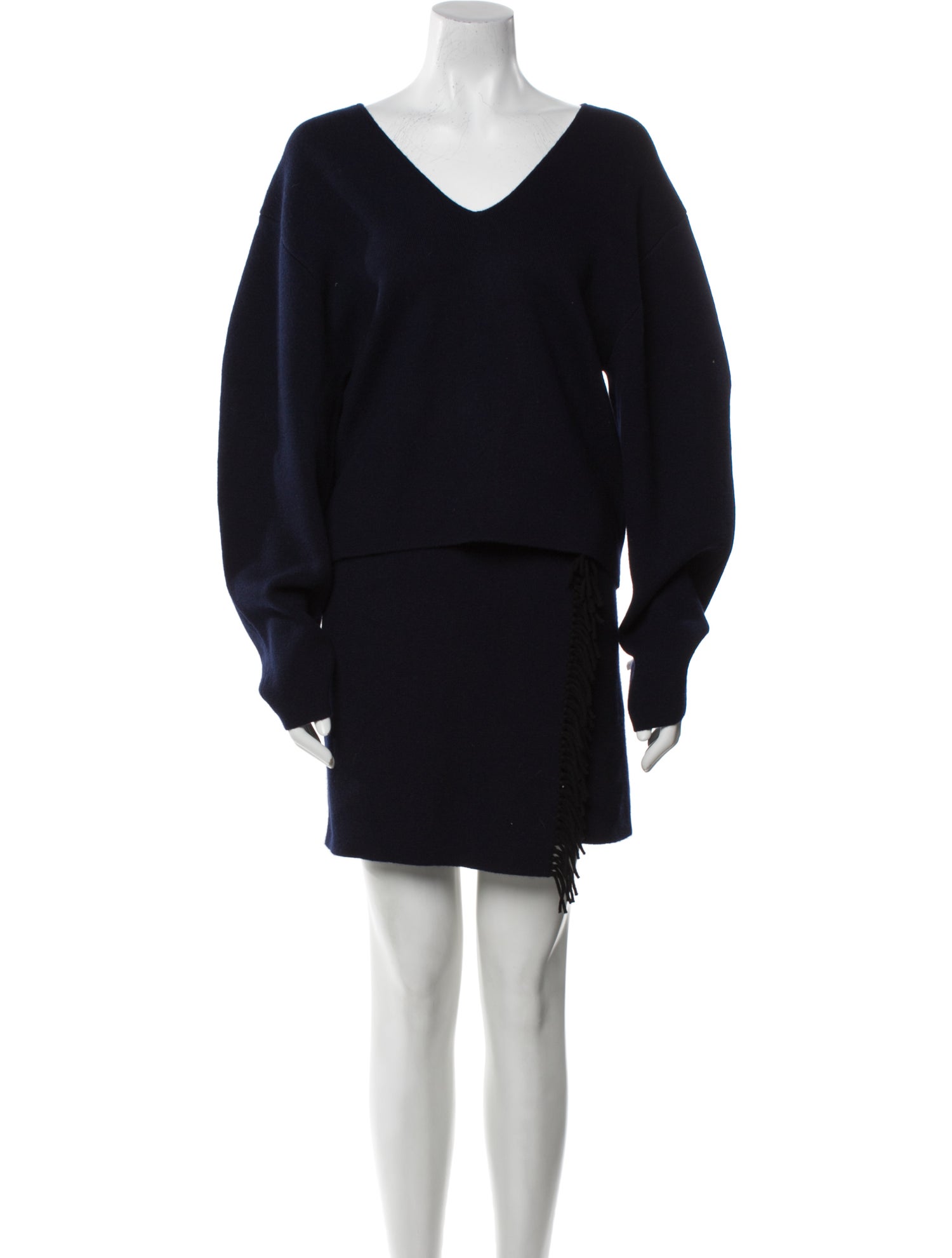 Lisa Yang Cashmere Fringe Trim Accent Skirt Set