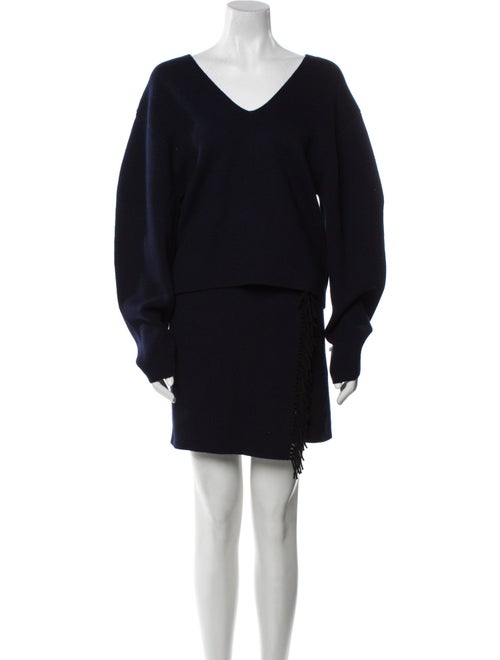 Lisa Yang Cashmere Fringe Trim Accent Skirt Set