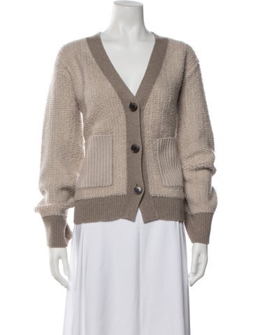 Pre-owned Lisa Yang Cashmere V-neck Sweater In Neutrals