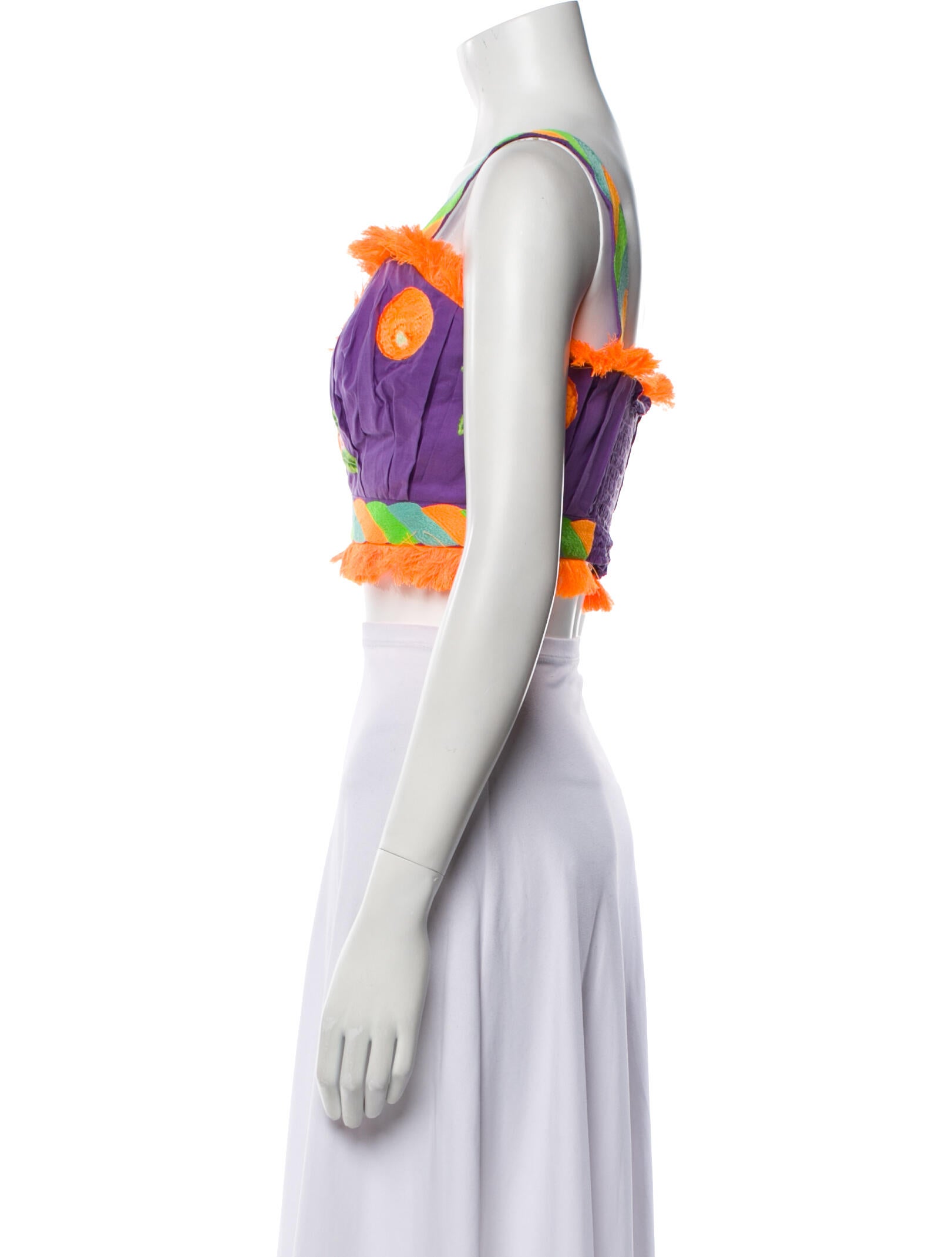 Yuliya Magdych Printed Square Neckline Crop Top