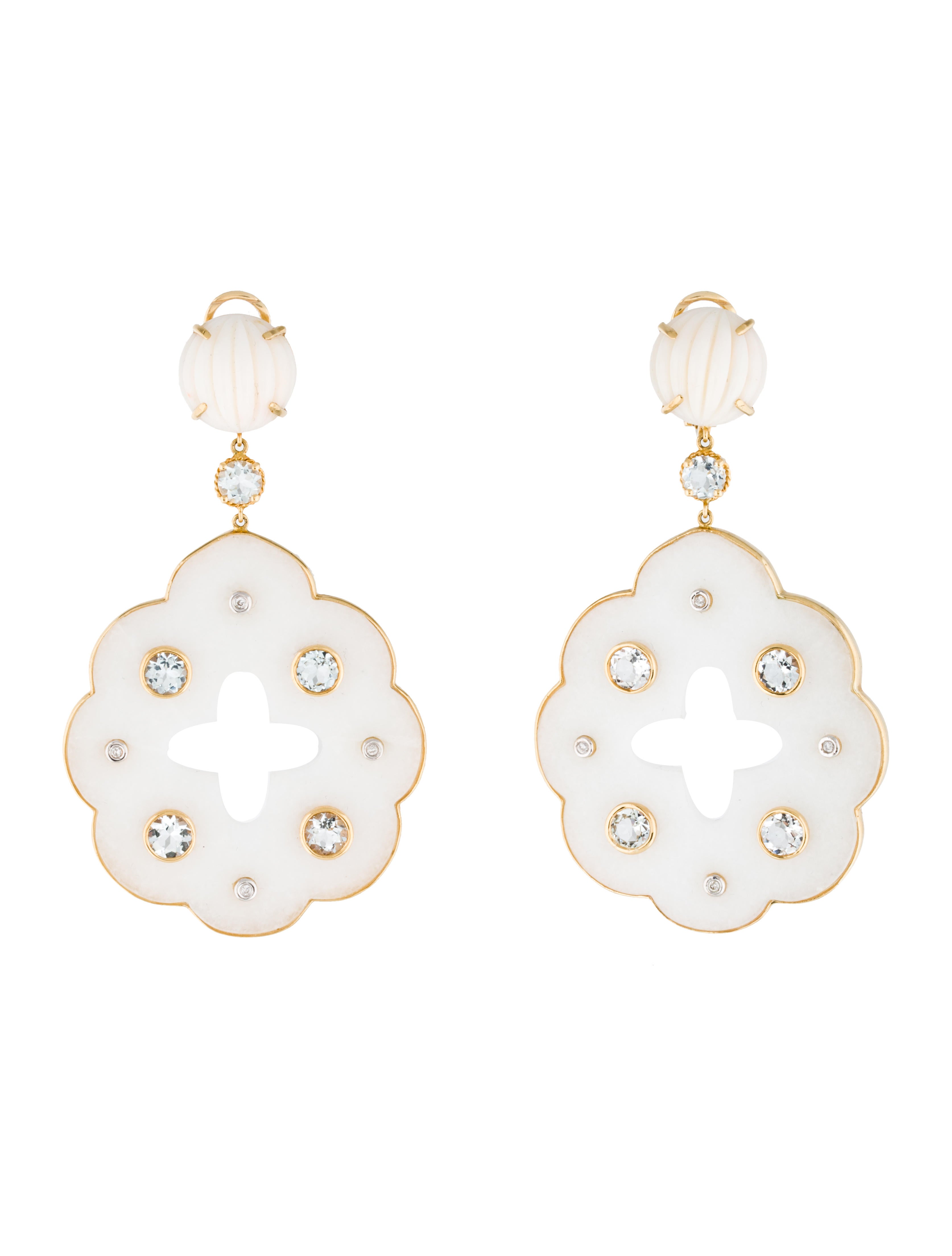 Helen Yarmak Agate and Topaz Scalloped Drop Earrings