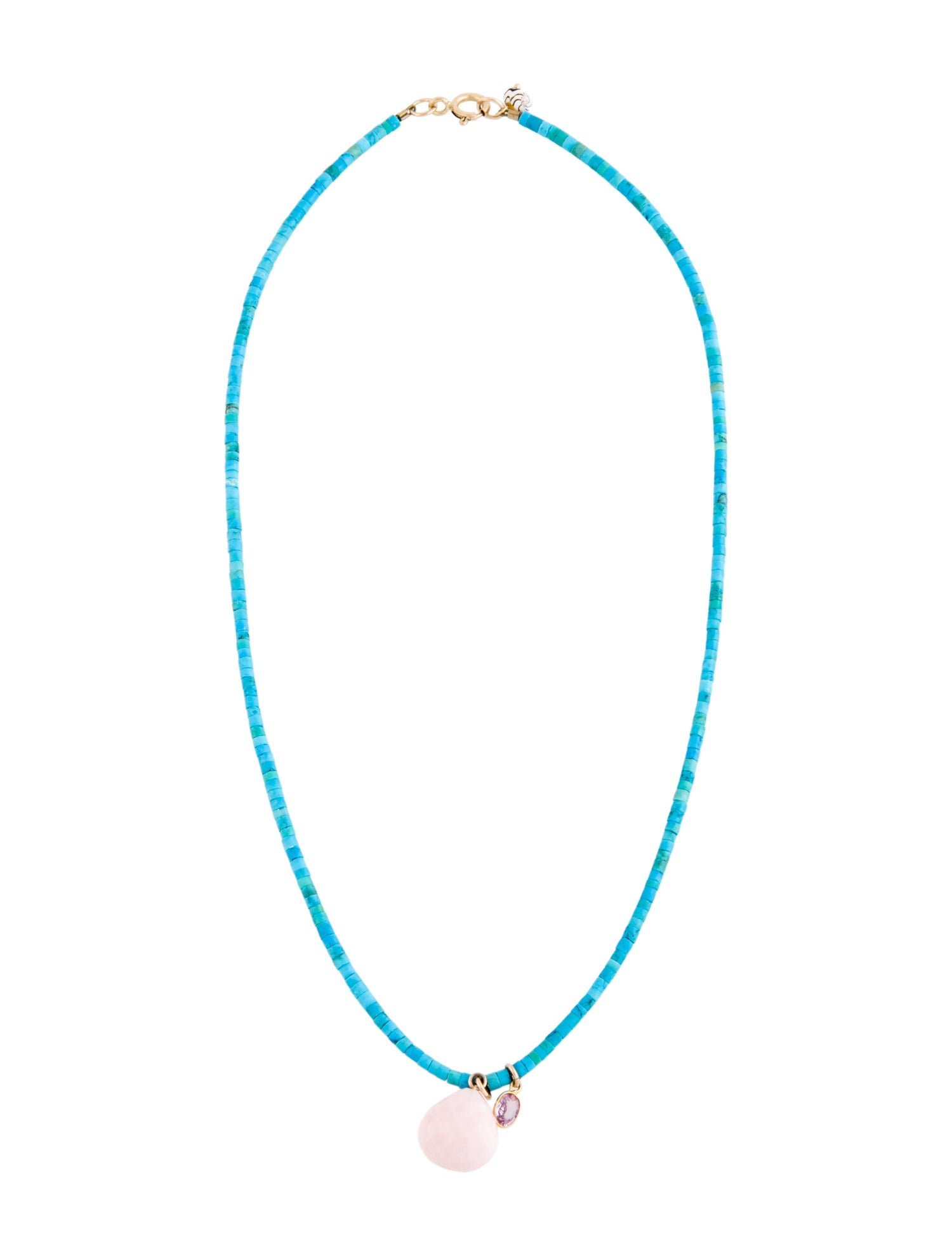 Yenden Pink Sapphire, Opal, & Magnesite Beaded Pendant Necklace