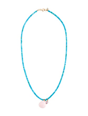 Yenden Pink Sapphire, Opal, & Magnesite Beaded Pendant Necklace