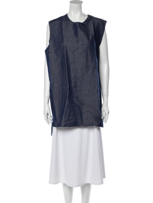Yang Li Crew Neck Sleeveless Tunic Blue