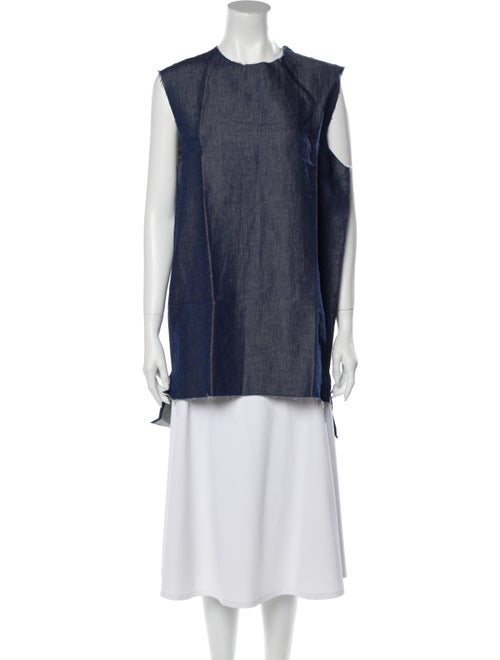 Yang Li Crew Neck Sleeveless Tunic Blue