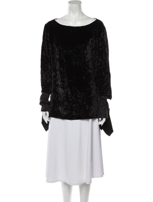 Yang Li Scoop Neck Long Sleeve Blouse Black