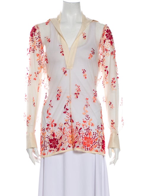 Yohji Yamamoto Floral Print V-Neck Blouse