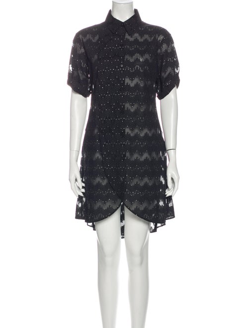 Yohji Yamamoto Lace Pattern Mini Dress Black