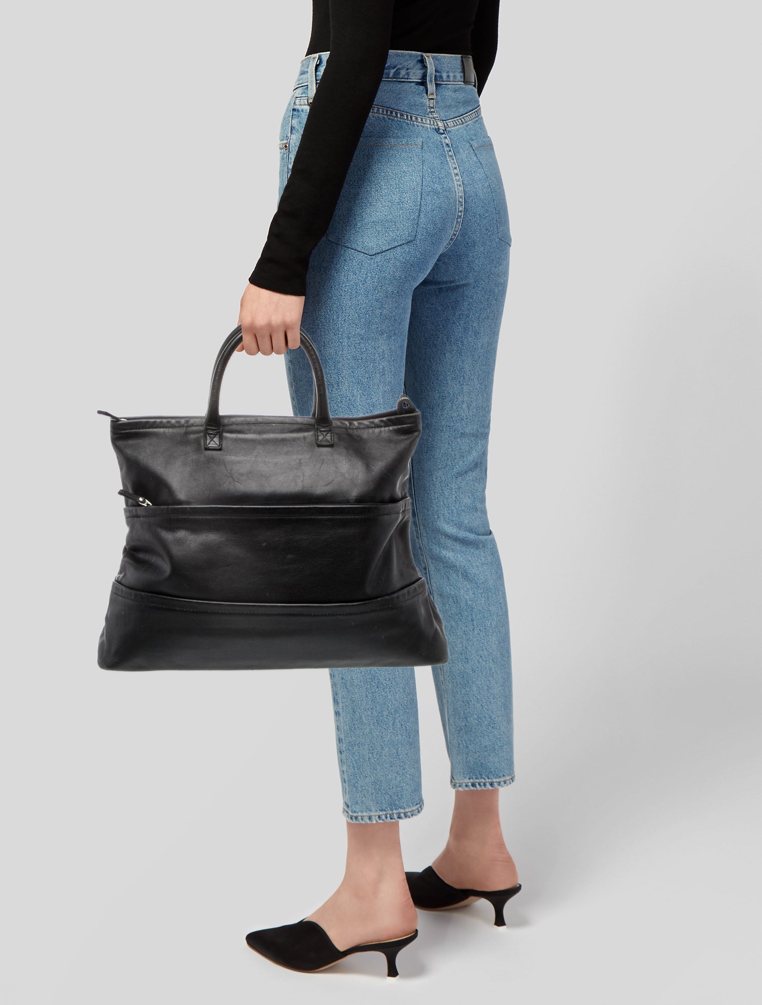 【美品】MARK CROSS 1845 ハンドバッグ ブラック 1845 Trunk in Black Saffiano at Air Supply