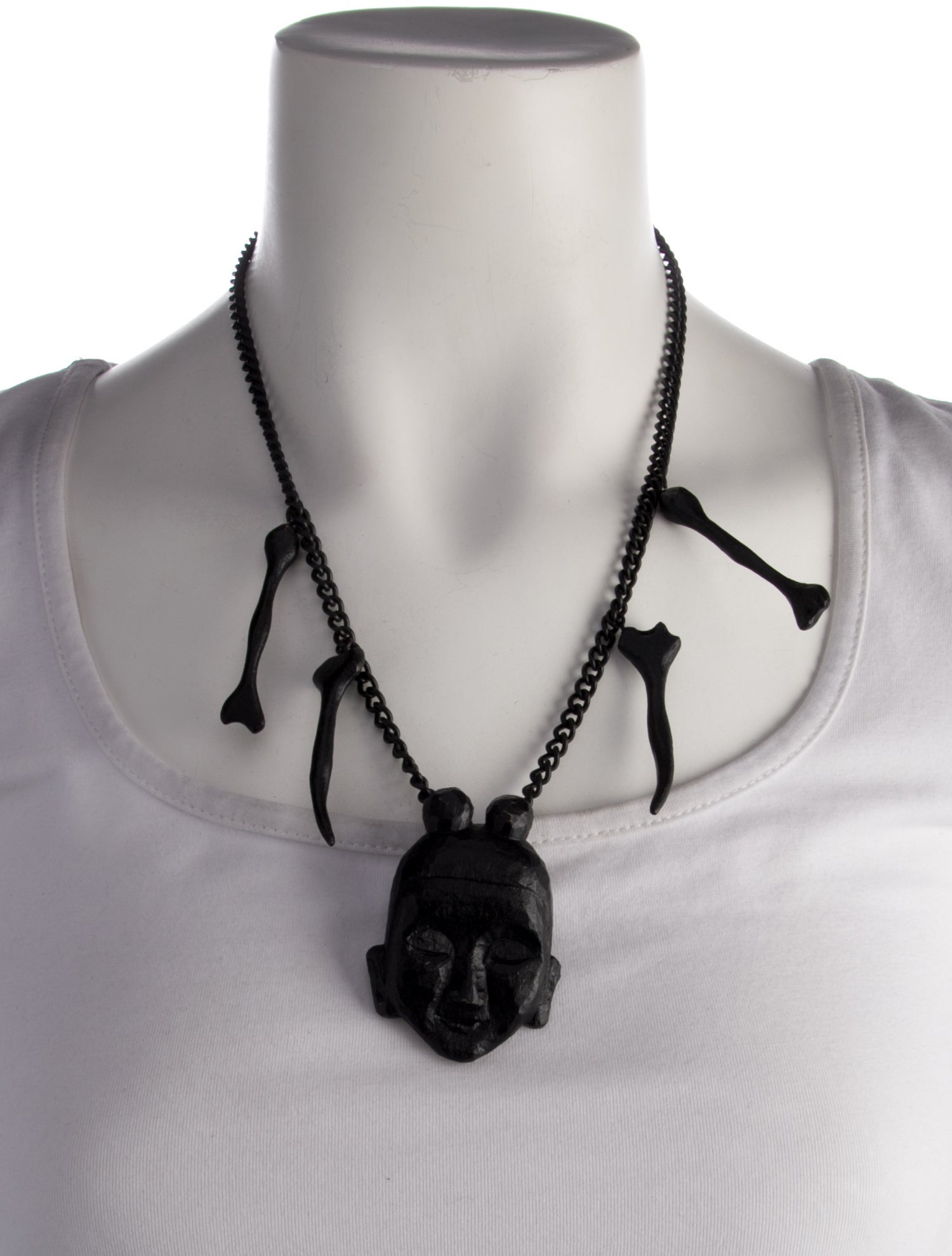 Yohji Yamamoto Wood Bodhisativa Pendant Necklace