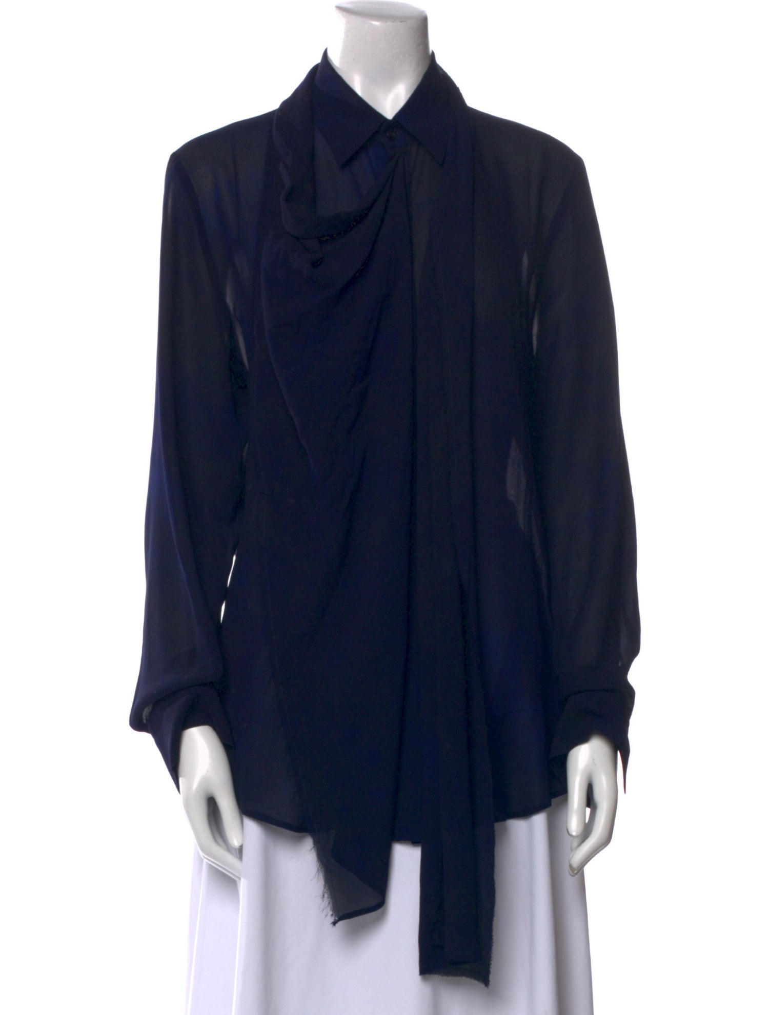 Yohji Yamamoto Silk Cowl Neck Blouse