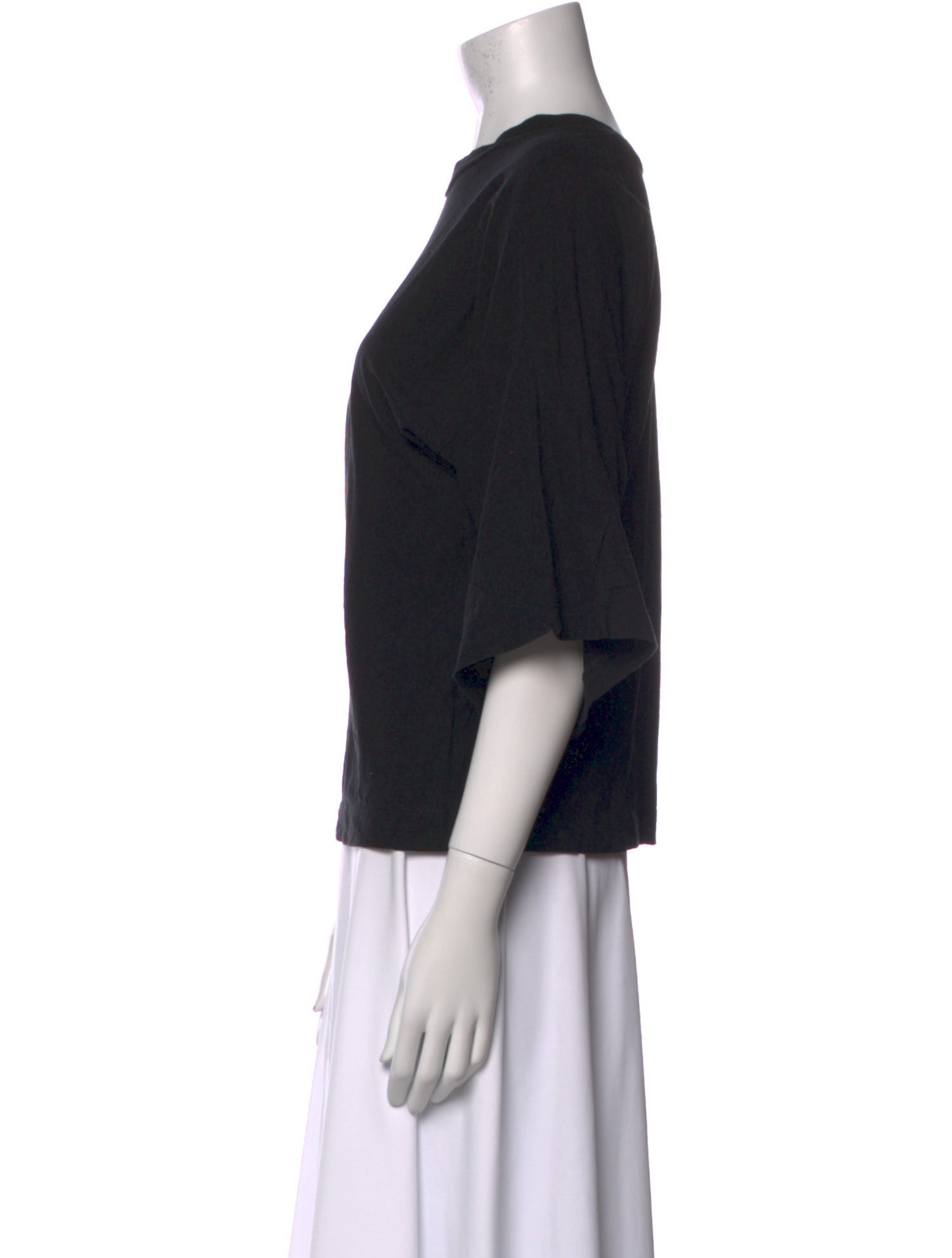 Y's by Yohji Yamamoto Bateau Neckline Three-Quarter Sleeve Top